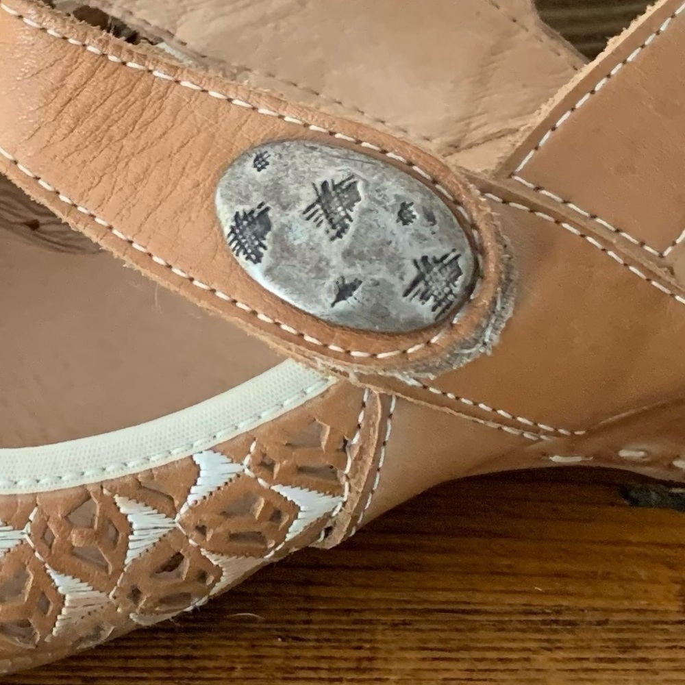 PIKOLINOS Gandia Perforated Square Toe Mary Jane Slingback Nude Sz 6.5 - Picture 5 of 6